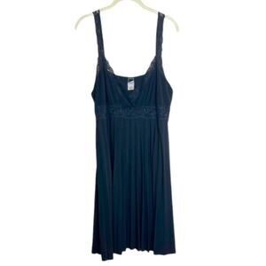 Chesley Womens Vintage Babydoll Slip Dress XL Black Lace Trim Gentle Folds Y2K